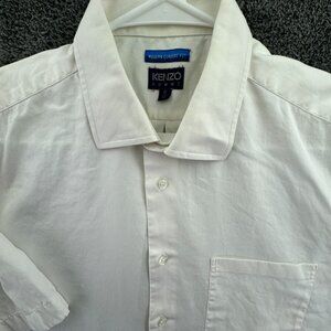 Kenzo Men’s Short Sleeve White Button Up Shirt Size 17 (43) Modern Classic Fit